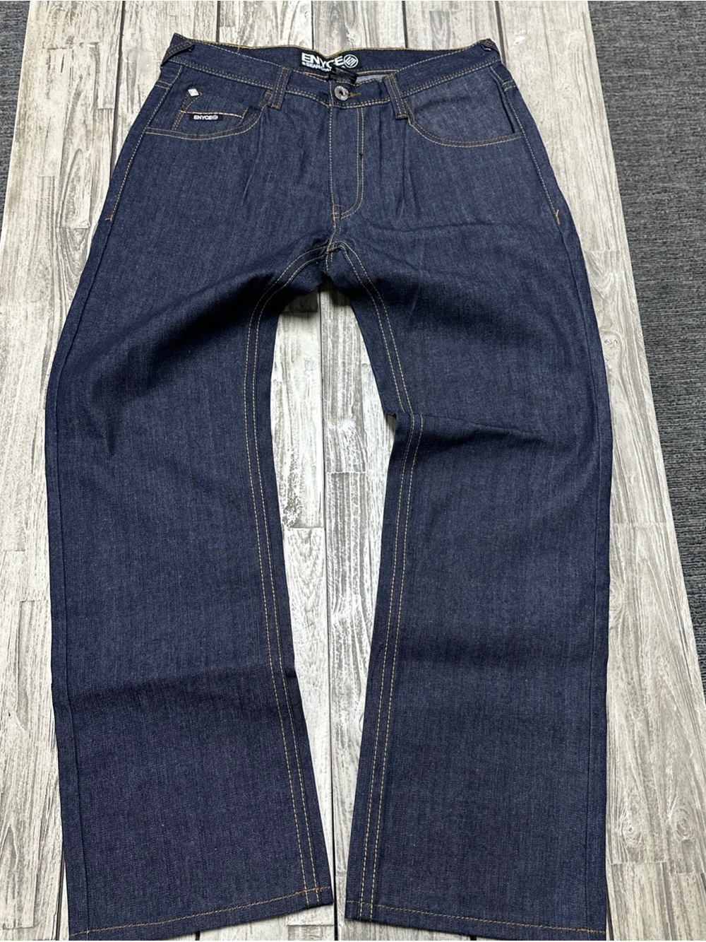 Vintage Y2K Enyce Dark Wash Jeans Size 34 Skater Hiphop Baggy Embroidery